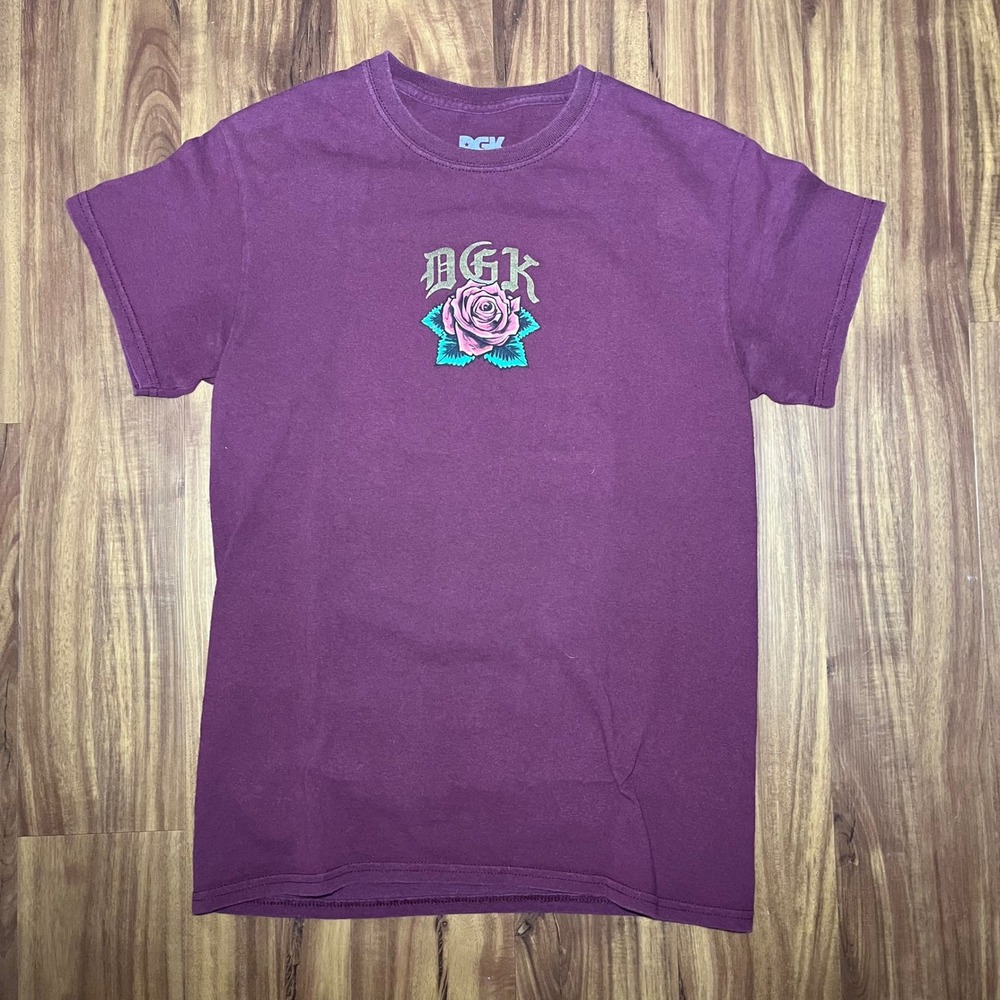 DGK Mens Virgin Mary Guadalupe Rose Graphic T-Shirt Burgundy Small